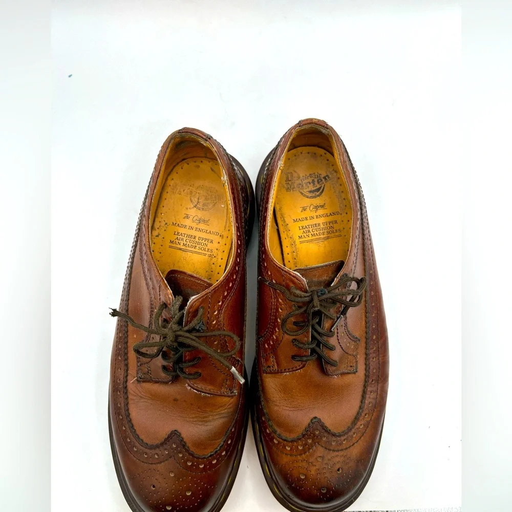 RARE Vtg Dr. Martens 3989 Made in England Wingtip Brown Brogues Oxfords Shoe 90s - Picture 13 of 14